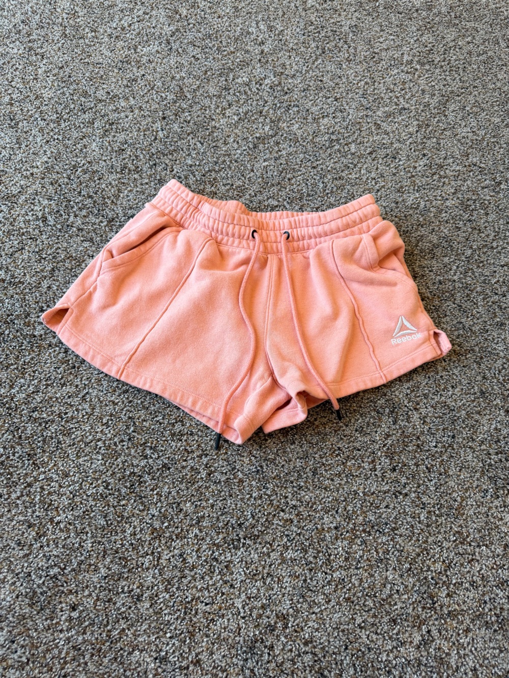 Reebok Peach Fleece Lounge Shorts Drawstring Athletic Sweat Shorts Womens S